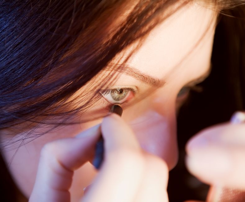 Map the wing angle toward your brow tail, draw the flick first, then connect it to your lash line